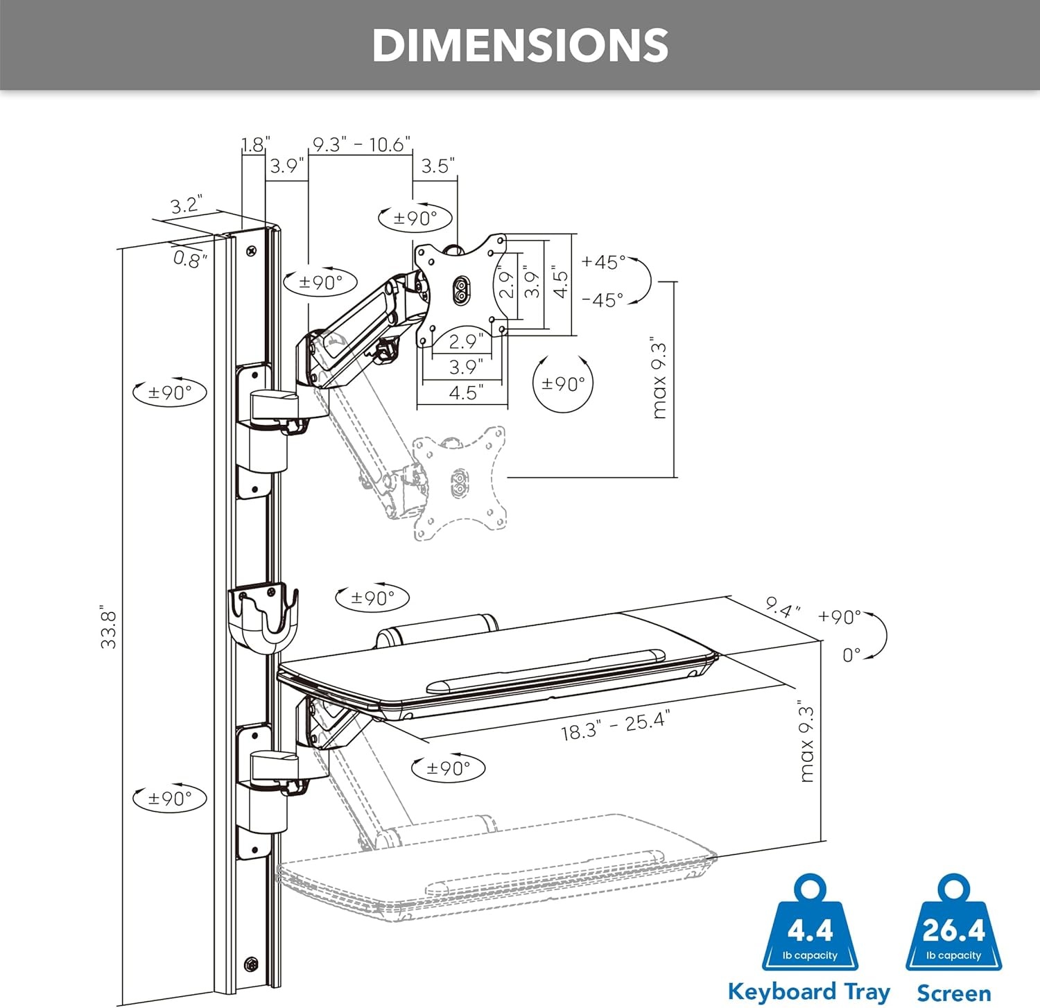 image:imageMountIt MedHub Medical Workstation Wall Mount with Wall Track Dual Gas Spring Monitor amp Keyboard Arms Folding Keyboard Tray Scanner Holder VESA 1743 Exam Rooms Clinics amp Dental