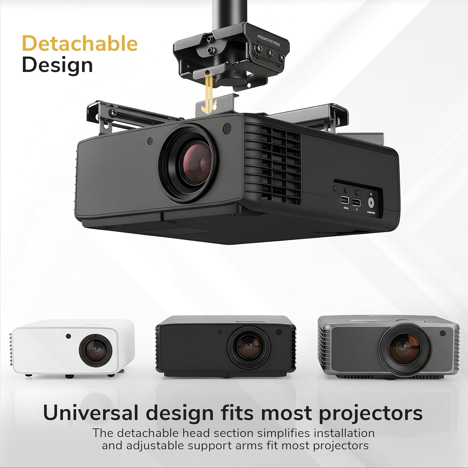 image:imageMountIt PRO Heavy Duty Projector Ceiling Mount Commercial Grade 77 lb Capacity 293451 in Extension Full Motion Universal Ceiling Projector BracketMedium
