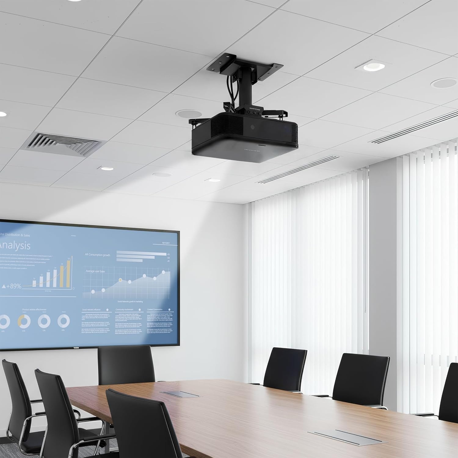 image:imageMountIt PRO Heavy Duty Projector Ceiling Mount Commercial Grade 77 lb Capacity 293451 in Extension Full Motion Universal Ceiling Projector BracketShort