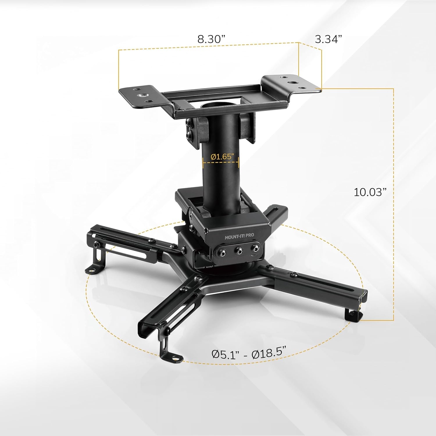 image:imageMountIt PRO Heavy Duty Projector Ceiling Mount Commercial Grade 77 lb Capacity 293451 in Extension Full Motion Universal Ceiling Projector BracketShort