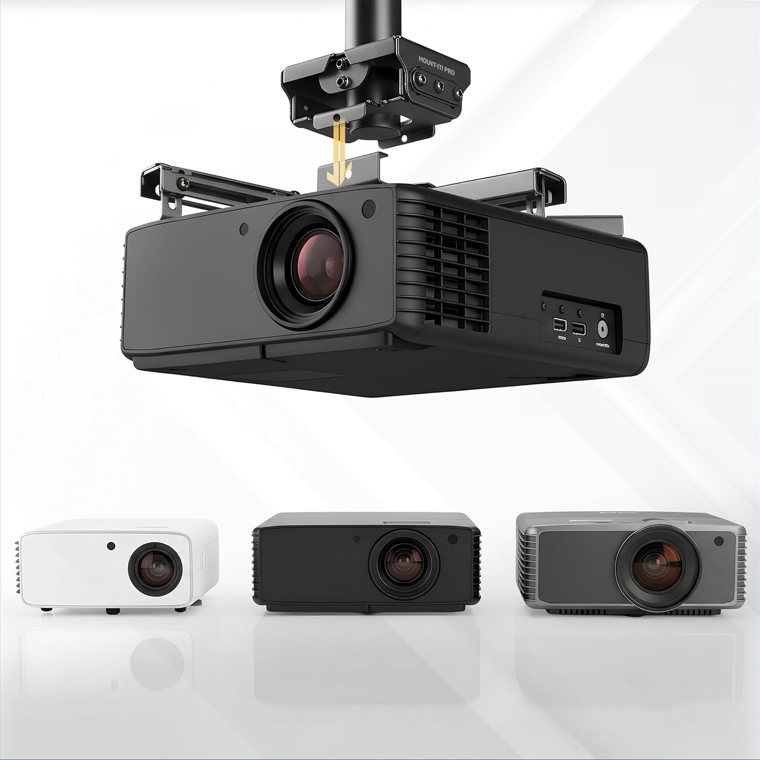 image:imageMountIt PRO Heavy Duty Projector Ceiling Mount Commercial Grade 77 lb Capacity 293451 in Extension Full Motion Universal Ceiling Projector BracketShort