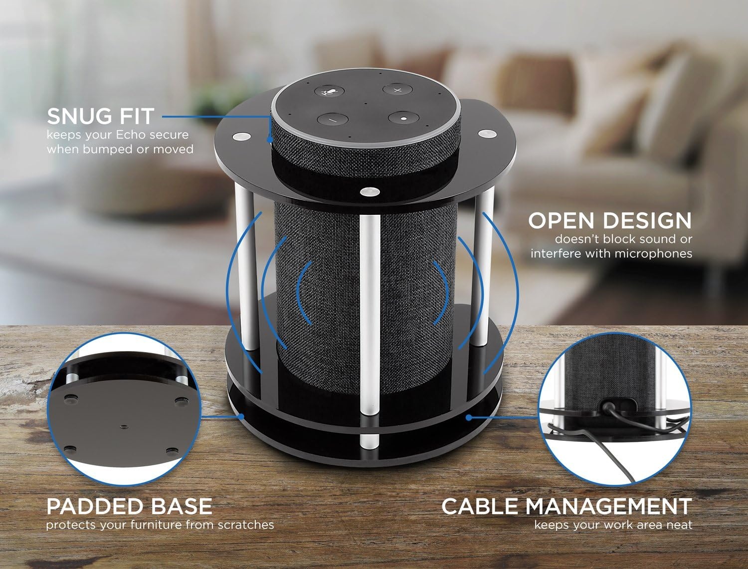 image:imageMountIt Premium Echo Stand Holder Fits Amazon Alexa Echo 1st and 2nd Generation Amazon Tap and Compatible with UE Boom MISB56