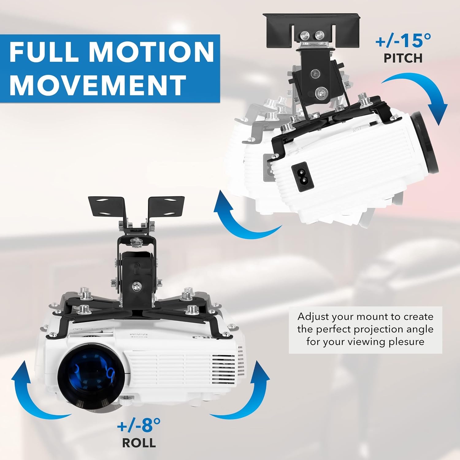 image:imageMountIt Projector Ceiling Mount and Wall Mount with Adjustable Arm Universal Projector Mount for LCDDLP Projectors Flush Mount Option Builtin Cable Management 40lb Capacity BlackBlack