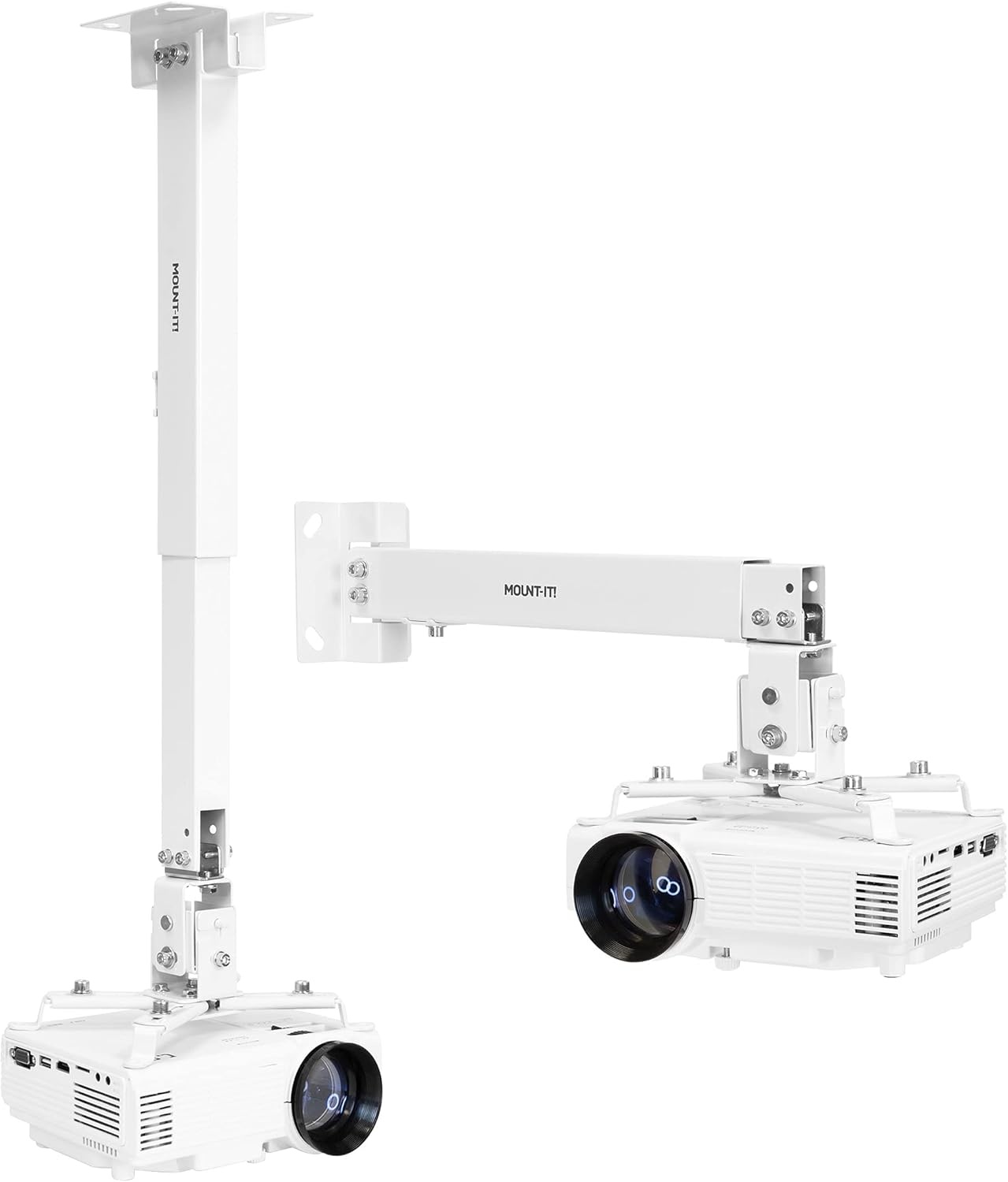 image:imageMountIt Projector Ceiling Mount and Wall Mount with Adjustable Arm Universal Projector Mount for LCDDLP Projectors Flush Mount Option Builtin Cable Management 40lb Capacity BlackWhite