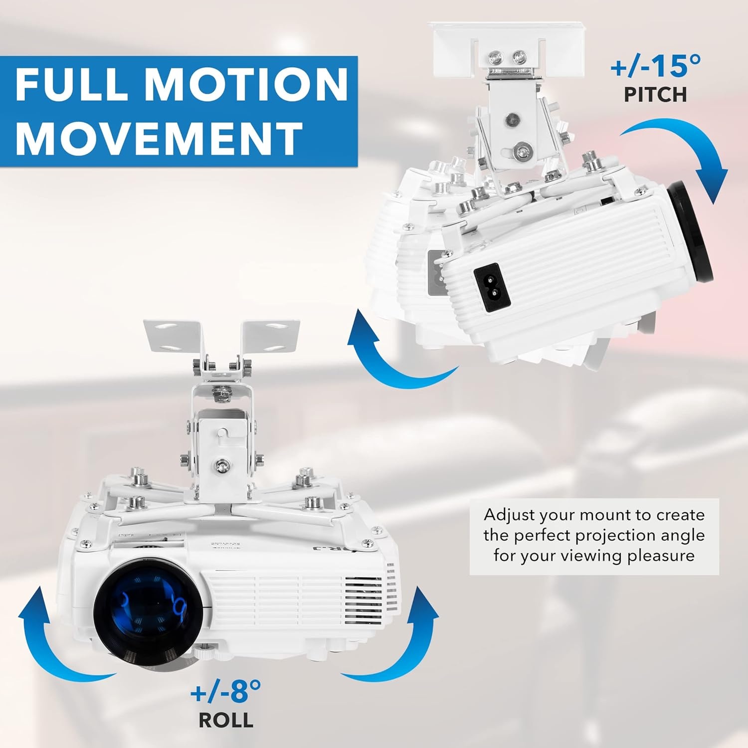 image:imageMountIt Projector Ceiling Mount and Wall Mount with Adjustable Arm Universal Projector Mount for LCDDLP Projectors Flush Mount Option Builtin Cable Management 40lb Capacity BlackWhite