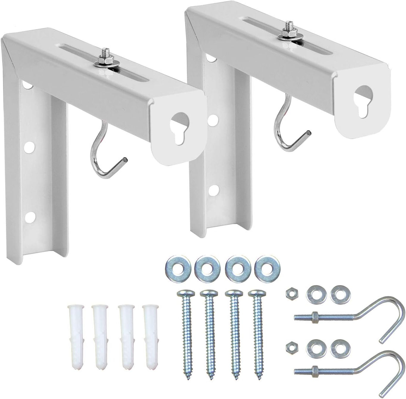 image:imageMountIt Projector Screen Wall Mount LBrackets Wall Hanging Bracket For Home Projector and Movie Screens 6 inch Adjustable Mounting Hooks for Projection Screen 1 Pair Black 66 Lb Capacity EachWhite