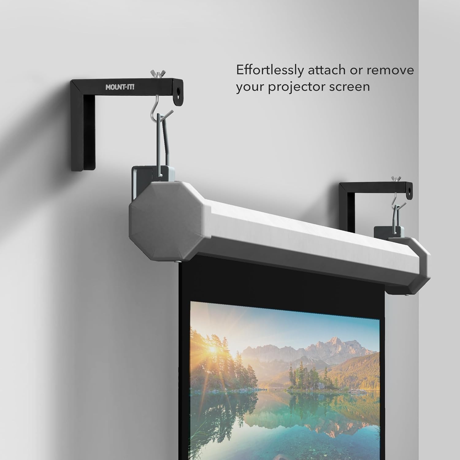 image:imageMountIt Projector Screen Wall Mount LBrackets Wall Hanging Bracket For Home Projector and Movie Screens 6 inch Adjustable Mounting Hooks for Projection Screen 1 Pair Black 66 Lb Capacity EachBlack