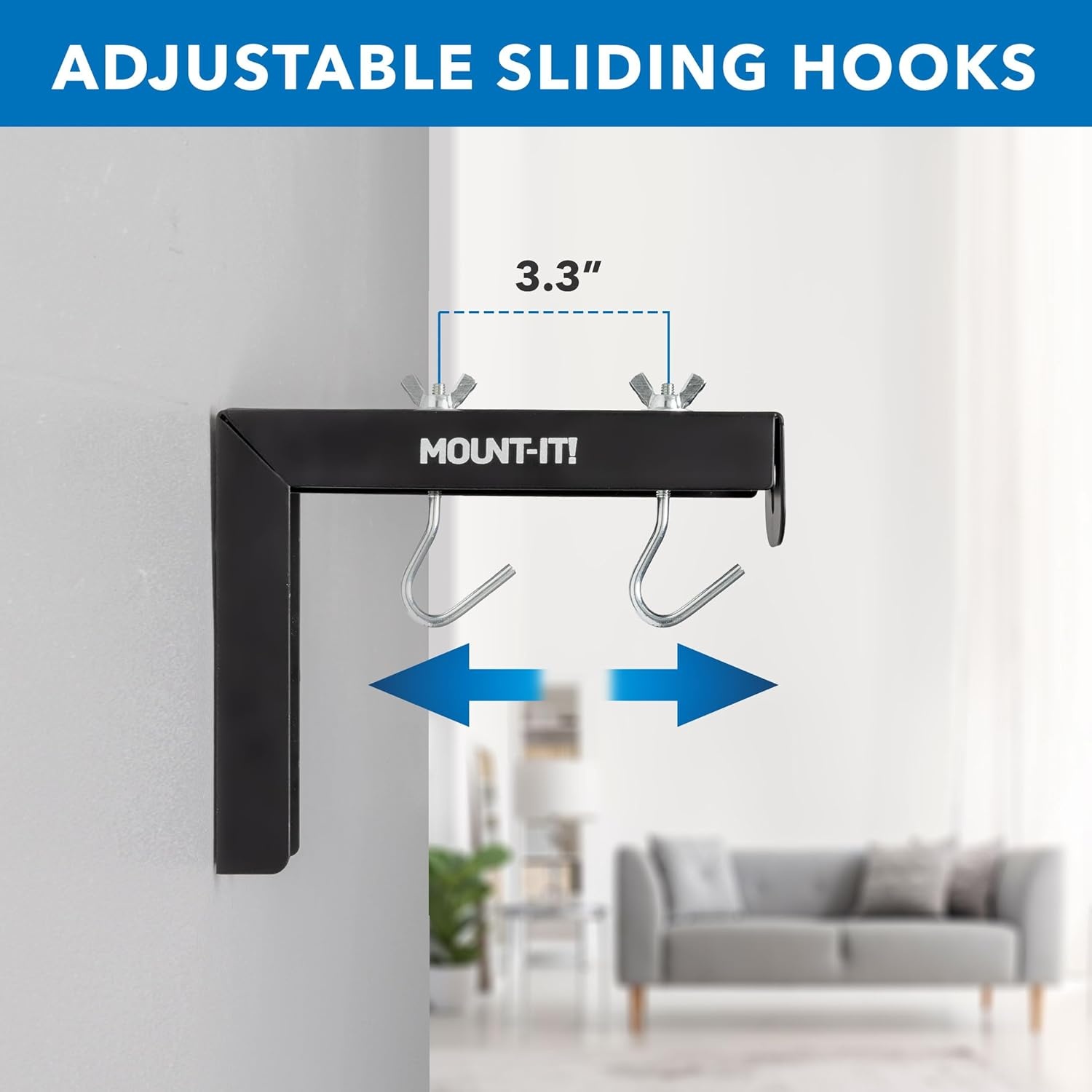 image:imageMountIt Projector Screen Wall Mount LBrackets Wall Hanging Bracket For Home Projector and Movie Screens 6 inch Adjustable Mounting Hooks for Projection Screen 1 Pair Black 66 Lb Capacity EachBlack