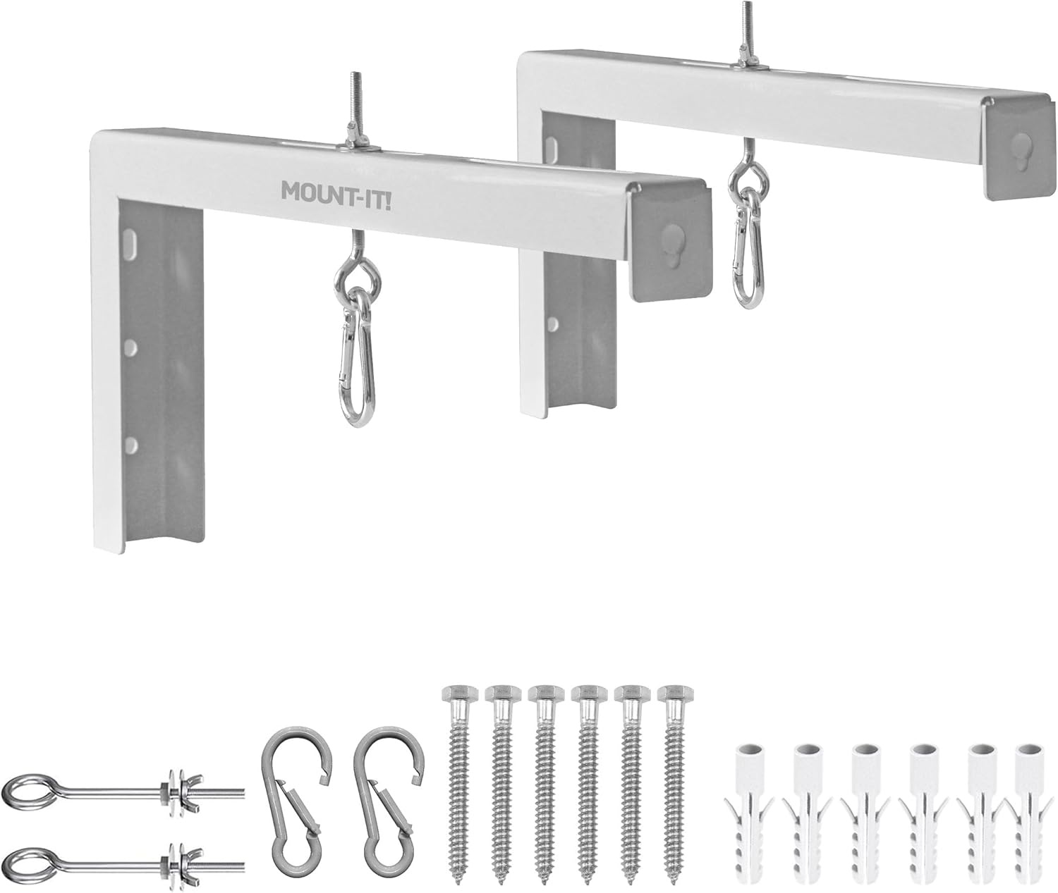 image:imageMountIt Projector Screen Wall Mount LBrackets Wall Hanging Bracket For Home Projector and Movie Screens 6 inch Adjustable Mounting Hooks for Projection Screen 1 Pair Black 66 Lb Capacity EachWhite