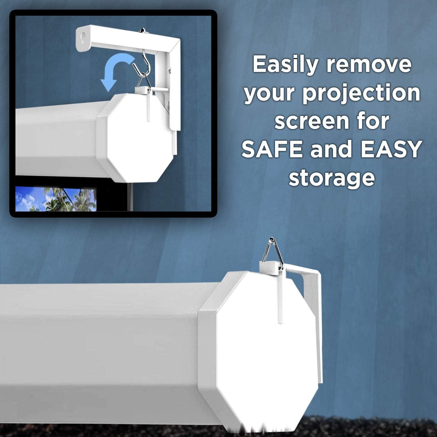 image:imageMountIt Projector Screen Wall Mount LBrackets Wall Hanging Bracket For Home Projector and Movie Screens 6 inch Adjustable Mounting Hooks for Projection Screen 1 Pair Black 66 Lb Capacity EachWhite