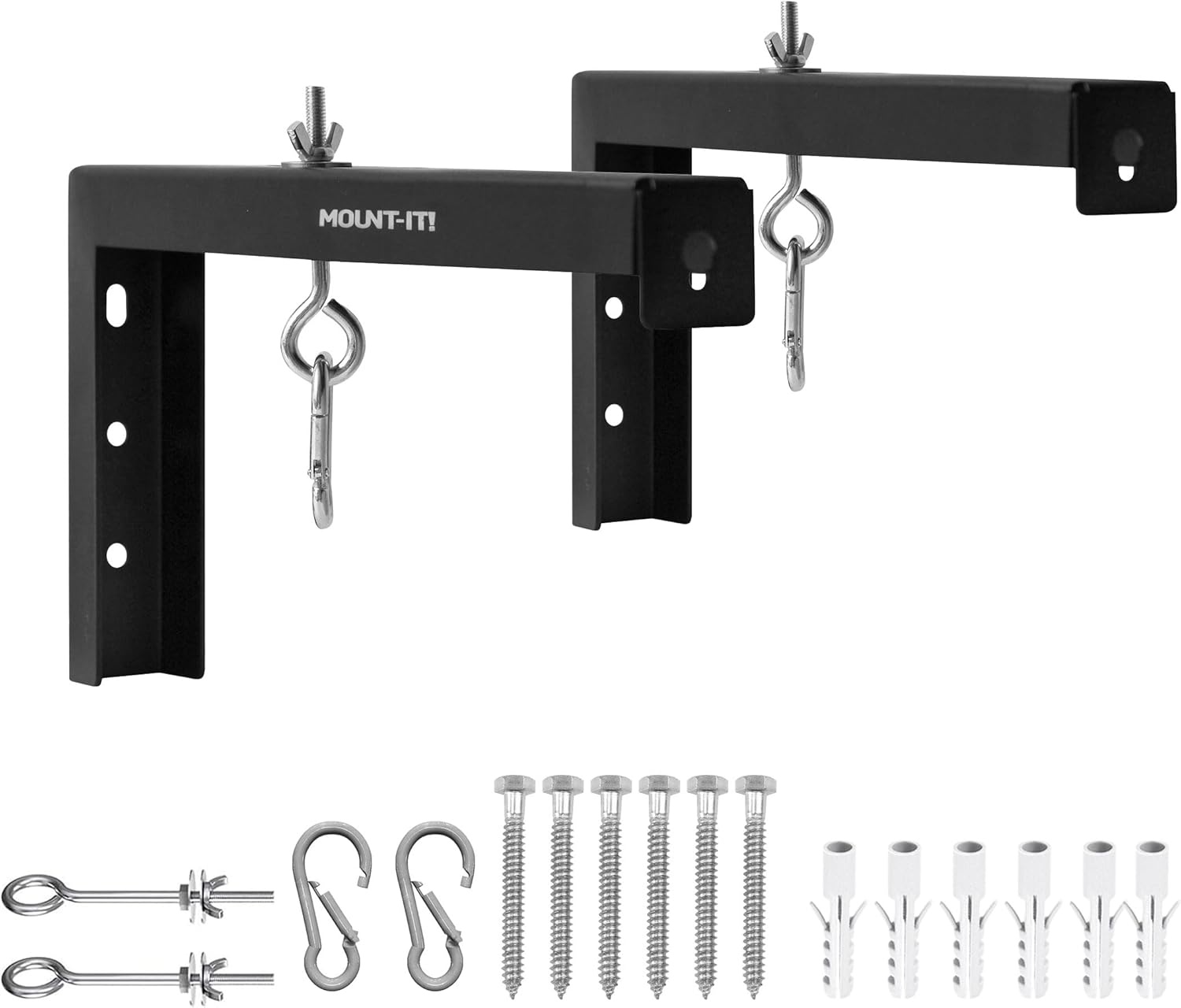 image:imageMountIt Projector Screen Wall Mount LBrackets Wall Hanging Bracket For Home Projector and Movie Screens 6 inch Adjustable Mounting Hooks for Projection Screen 1 Pair Black 66 Lb Capacity EachBlack