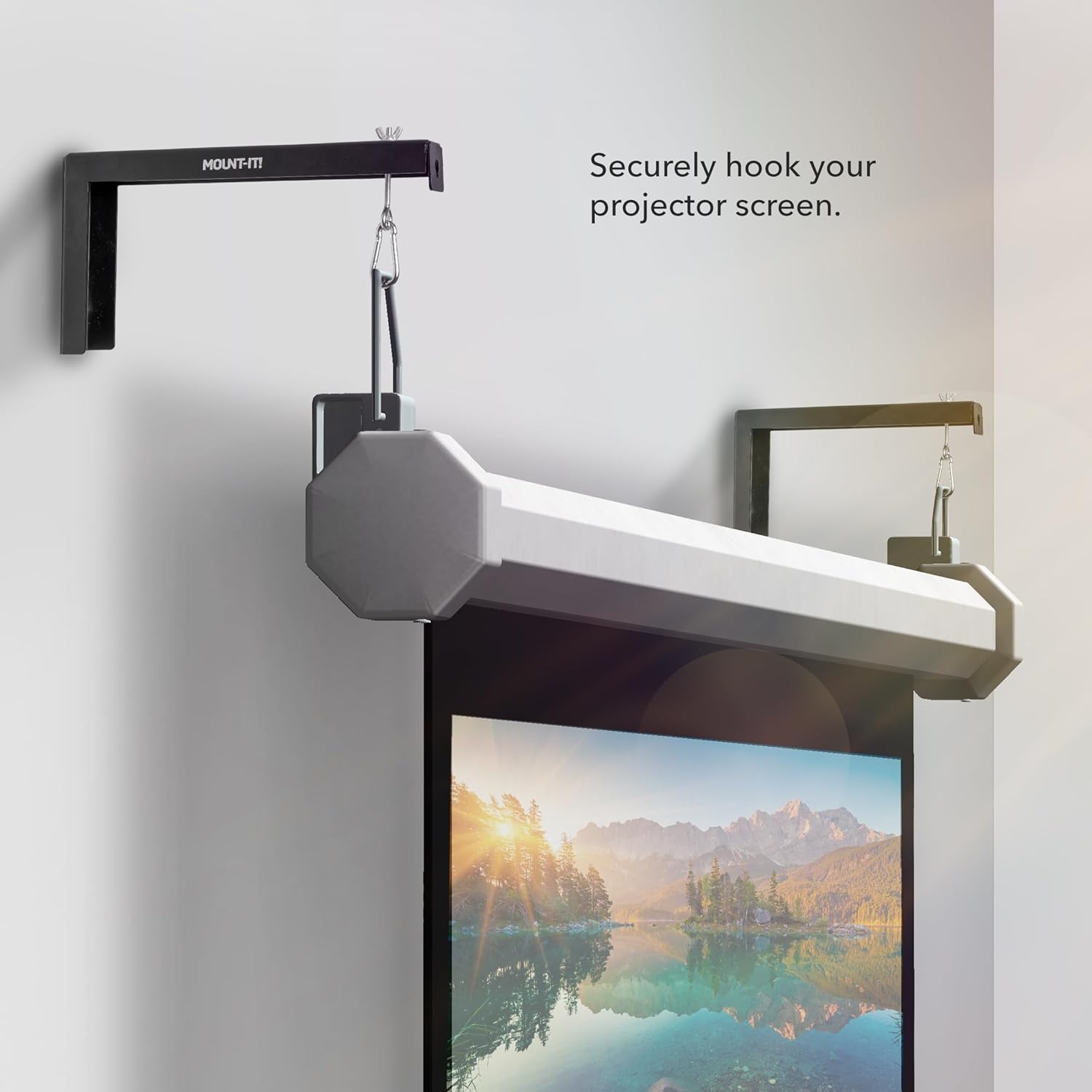 image:imageMountIt Projector Screen Wall Mount LBrackets Wall Hanging Bracket For Home Projector and Movie Screens 6 inch Adjustable Mounting Hooks for Projection Screen 1 Pair Black 66 Lb Capacity EachBlack