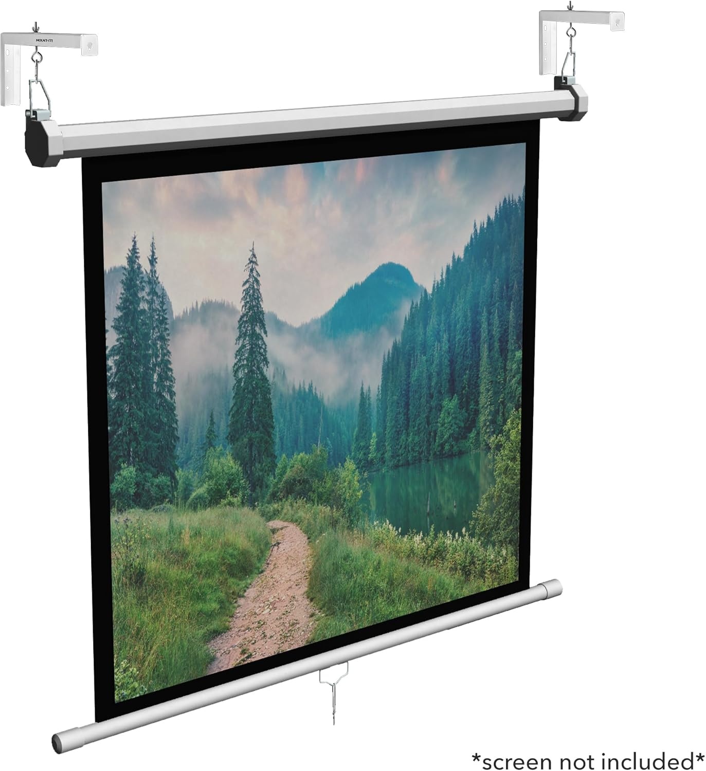 image:imageMountIt Projector Screen Wall Mount LBrackets Wall Hanging Bracket For Home Projector and Movie Screens 6 inch Adjustable Mounting Hooks for Projection Screen 1 Pair Black 66 Lb Capacity EachWhite