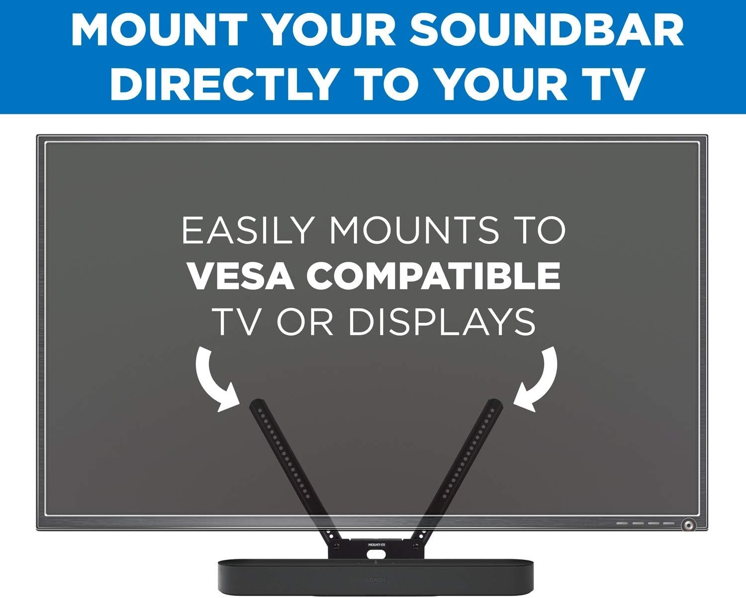 image:imageMountIt Sound Bar TV Mounting Shelf Compatible with Sonos Beam Speaker Soundbar Mount Bracket Kit for Televisions with 200mm 600mm VESA Mounting Pattern