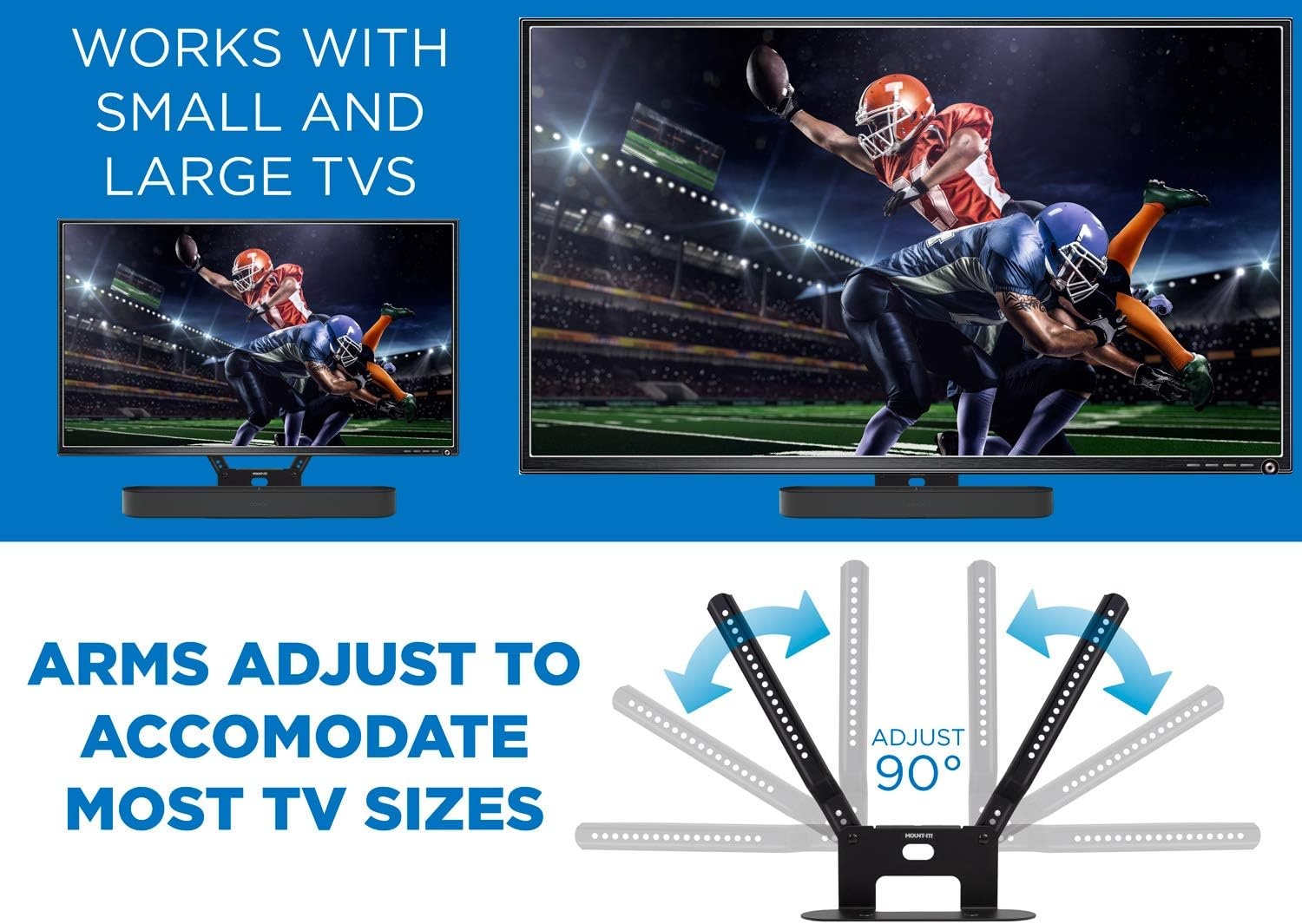 image:imageMountIt Sound Bar TV Mounting Shelf Compatible with Sonos Beam Speaker Soundbar Mount Bracket Kit for Televisions with 200mm 600mm VESA Mounting Pattern