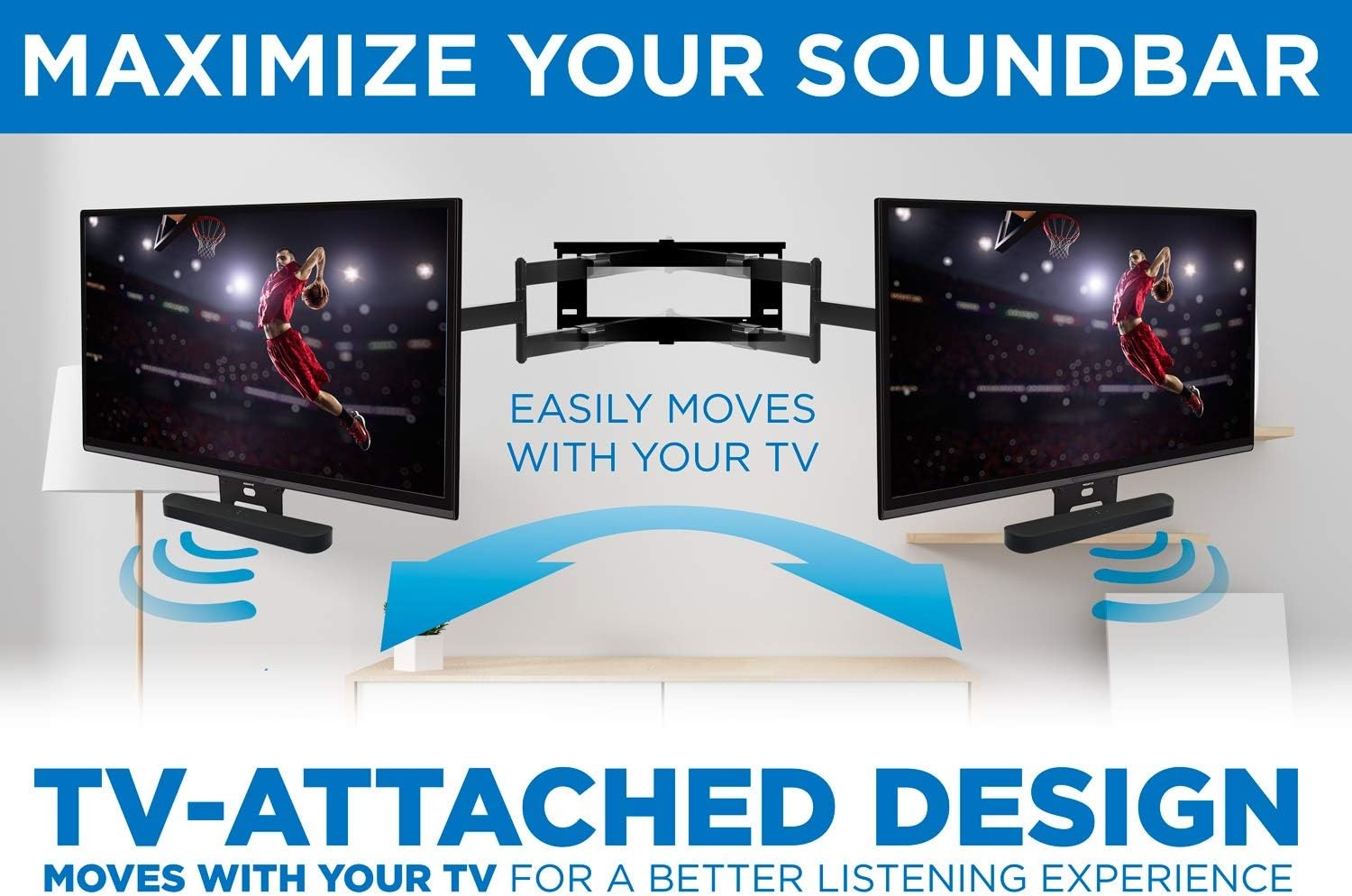 image:imageMountIt Sound Bar TV Mounting Shelf Compatible with Sonos Beam Speaker Soundbar Mount Bracket Kit for Televisions with 200mm 600mm VESA Mounting Pattern