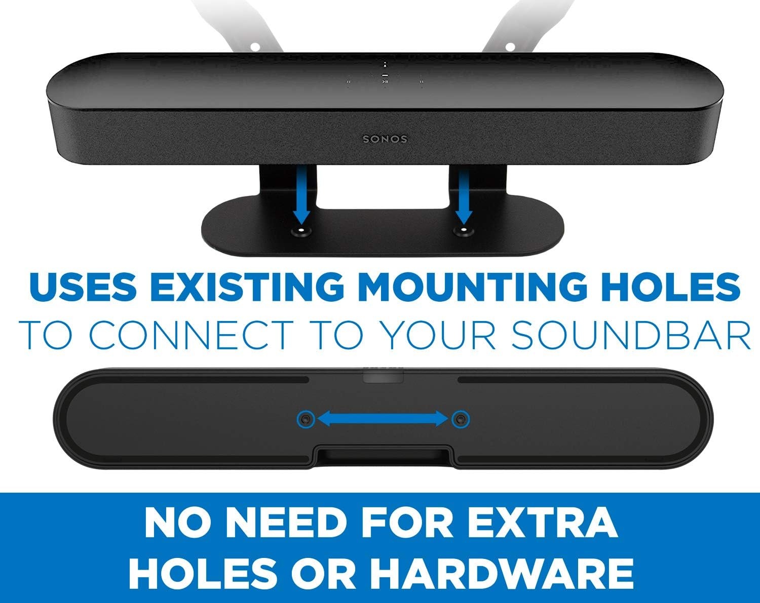 image:imageMountIt Sound Bar TV Mounting Shelf Compatible with Sonos Beam Speaker Soundbar Mount Bracket Kit for Televisions with 200mm 600mm VESA Mounting Pattern