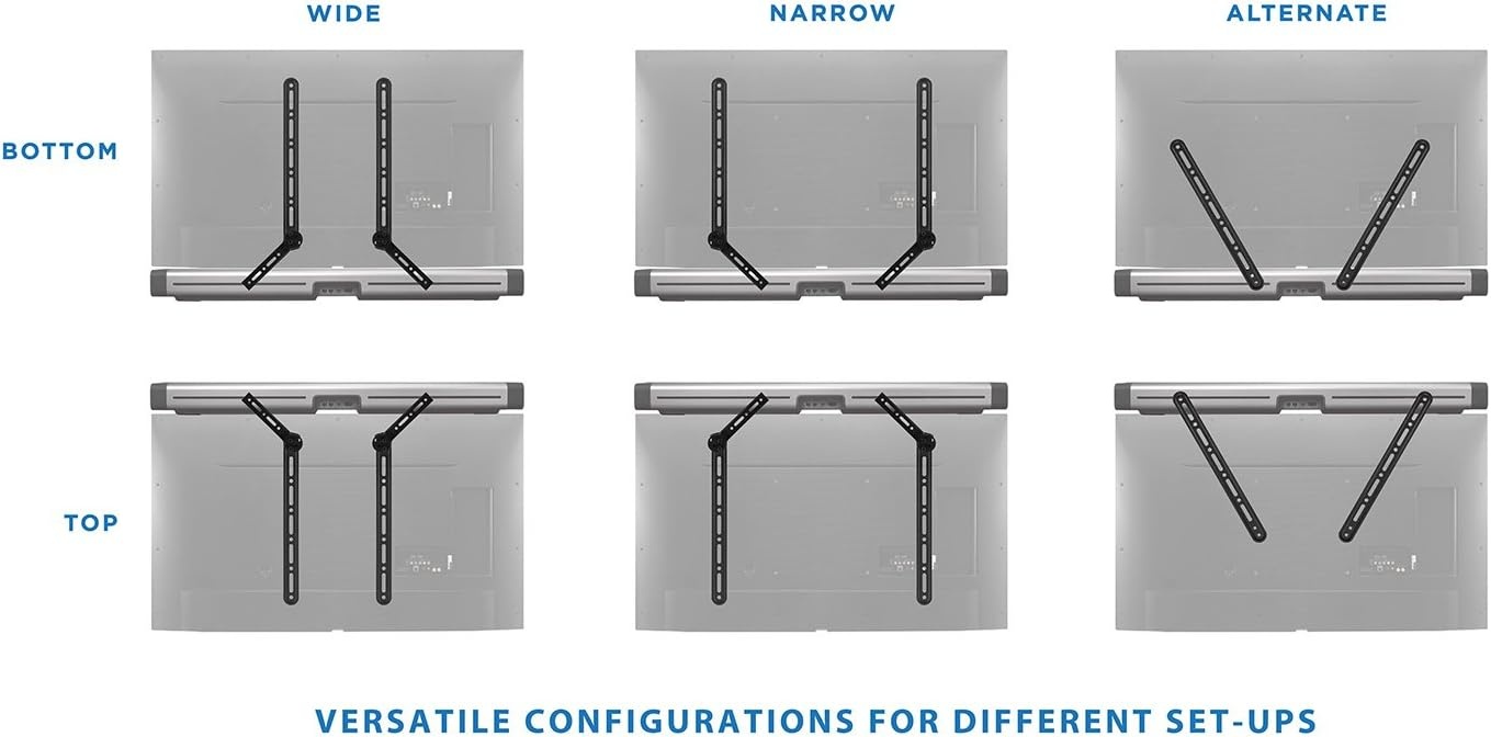 image:imageMountIt Soundbar Bracket Universal Sound Bar TV Mount for Mounting Above or Under TV Fits Sonos Samsung Sony Vizio Adjustable Arm Fits 23 to 65 Inch TVs 33 Lbs Weight Capacity Black MISB41