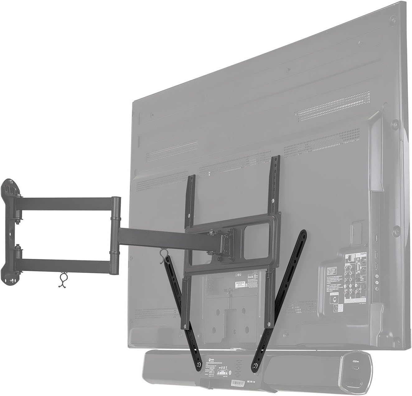 image:imageMountIt Soundbar Bracket Universal Sound Bar TV Mount for Mounting Above or Under TV Fits Sonos Samsung Sony Vizio Adjustable Arm Fits 23 to 65 Inch TVs 33 Lbs Weight Capacity Black MISB41