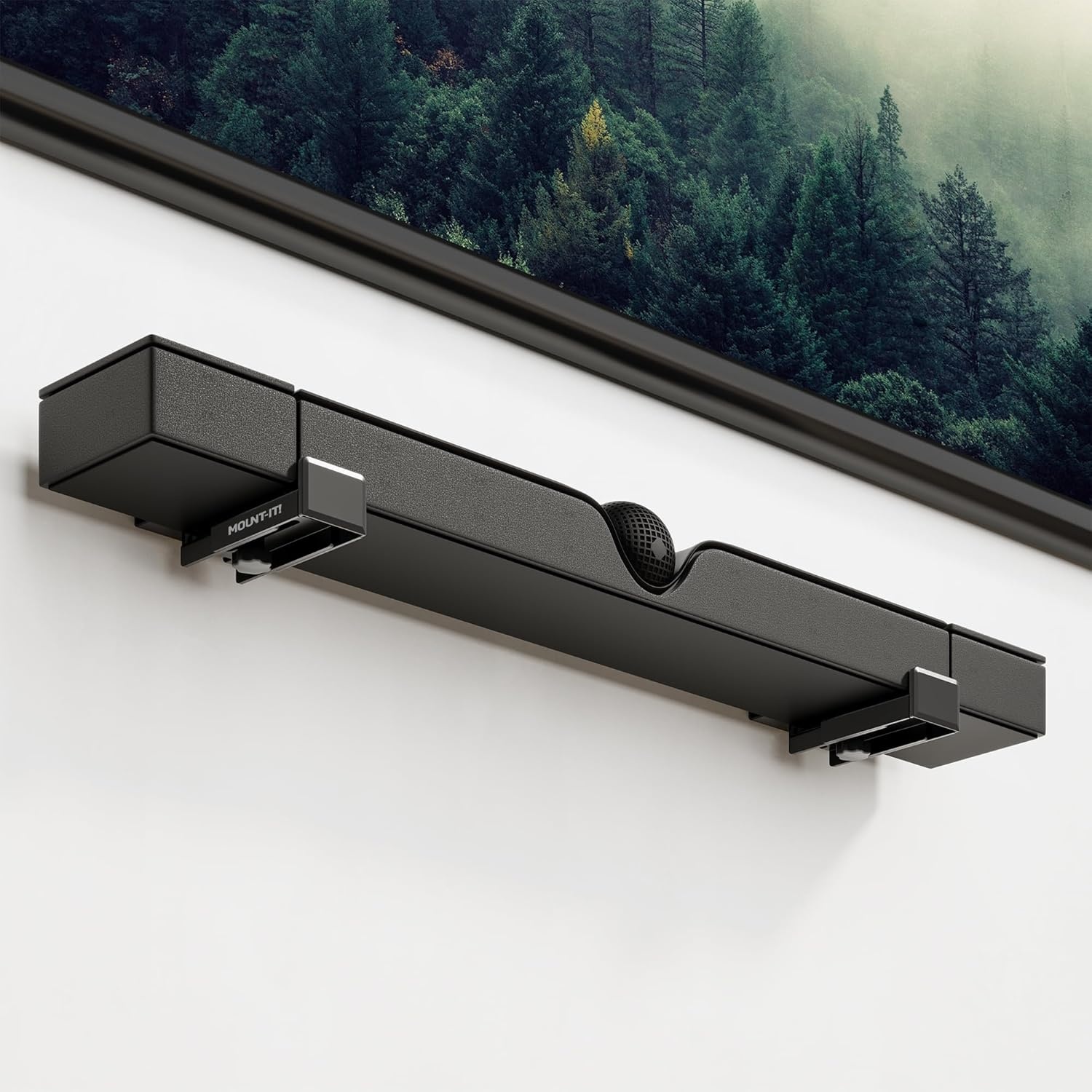 image:imageMountIt Soundbar Mount No Stud Sound Bar Wall Mount Under TV or Above TV Depth Adjustable 35 to 61 Holds up to 132 lbs Alloy Steel Drywall Soundbar Bracket Easy Install Black