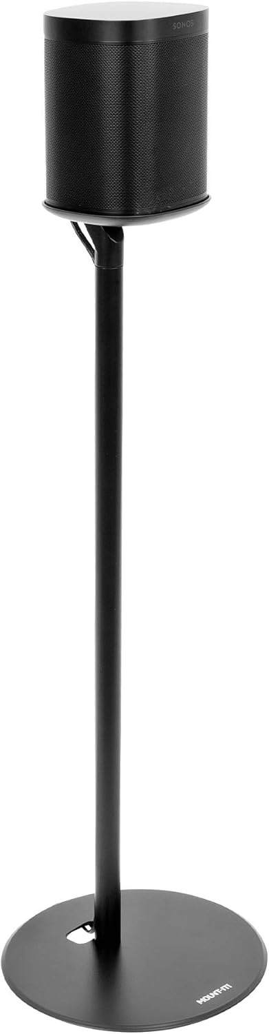 image:imageMountIt Speaker Floor Stand for Sonos One SL and Play1 28 Tall Builtin Cable Management Lightweight Minimal Space Saving Enhanced Surround Sound Matte Black