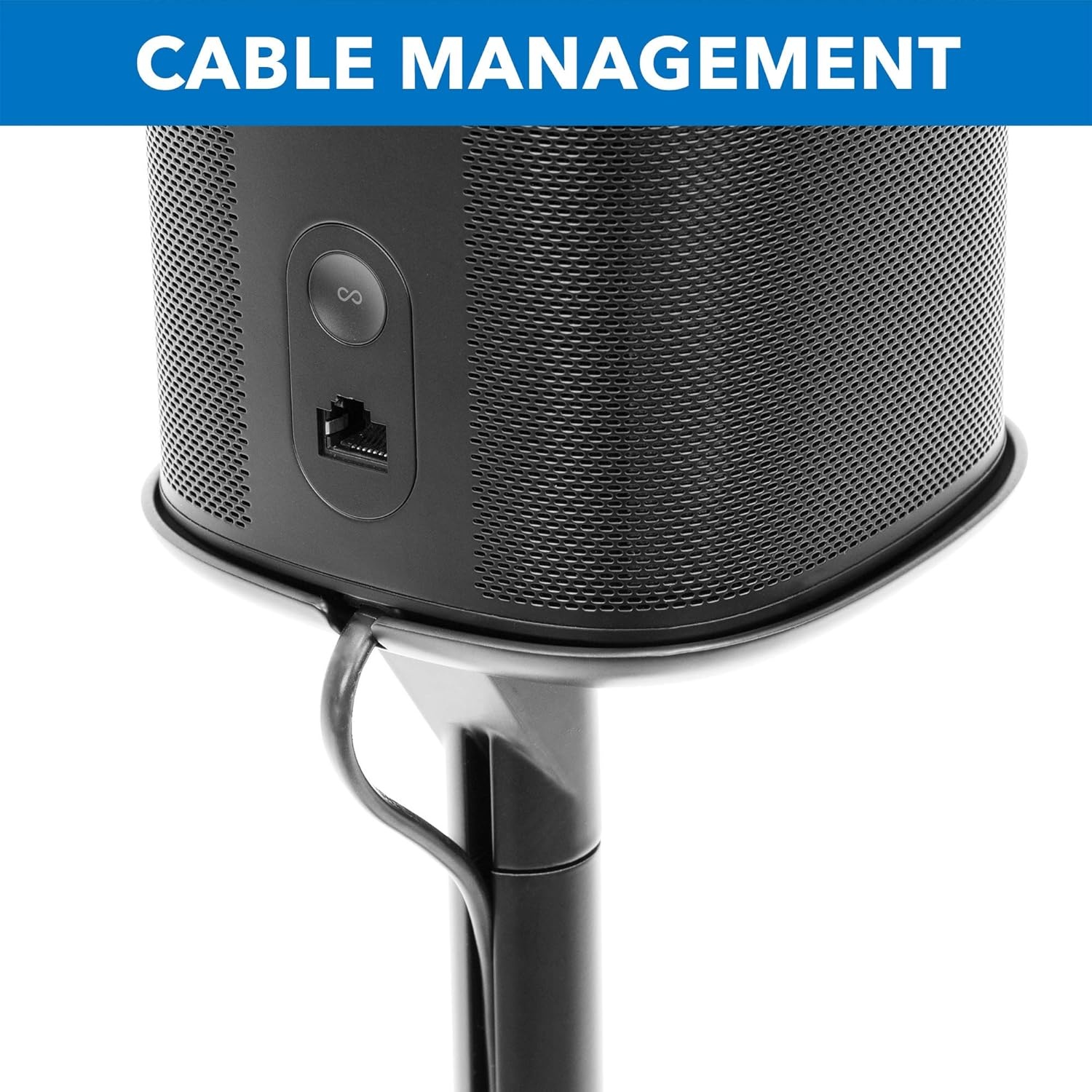 image:imageMountIt Speaker Floor Stand for Sonos One SL and Play1 28 Tall Builtin Cable Management Lightweight Minimal Space Saving Enhanced Surround Sound Matte Black