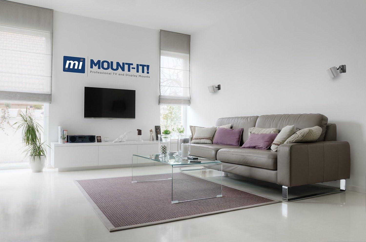 image:imageMountIt Speaker Mount for Wall and Ceiling Low Profile Heavy Duty AntiTheft Universal for Channel Surround Sound and Satellite Speakers Black 2 Mounts4 Pack