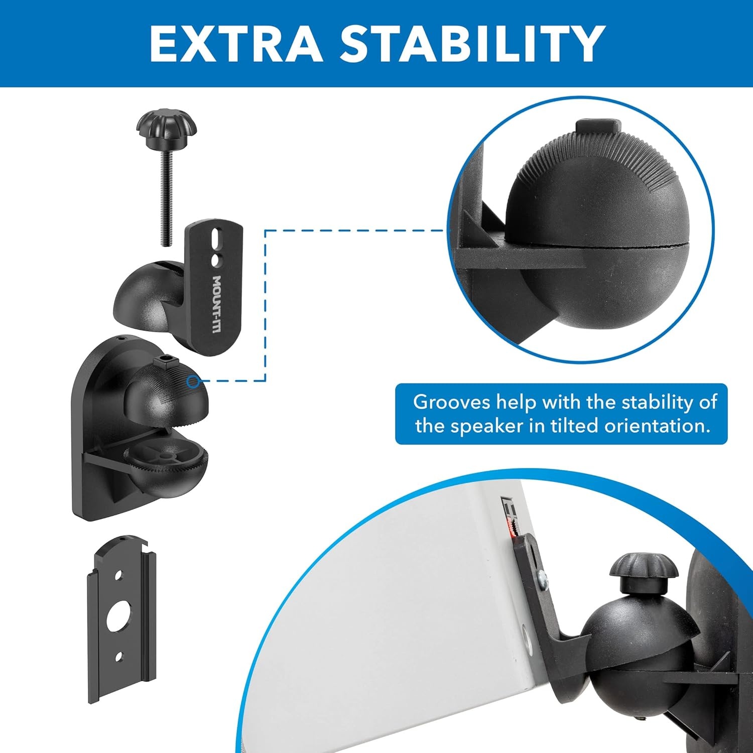 image:imageMountIt Speaker Wall Mount Full Motion Brackets for Surround Sound Satellite Ceiling and Bookshelf Speakers 2 Mounts Black