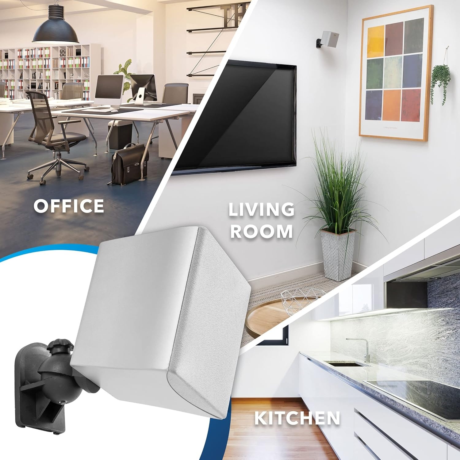 image:imageMountIt Speaker Wall Mount Full Motion Brackets for Surround Sound Satellite Ceiling and Bookshelf Speakers 2 Mounts Black