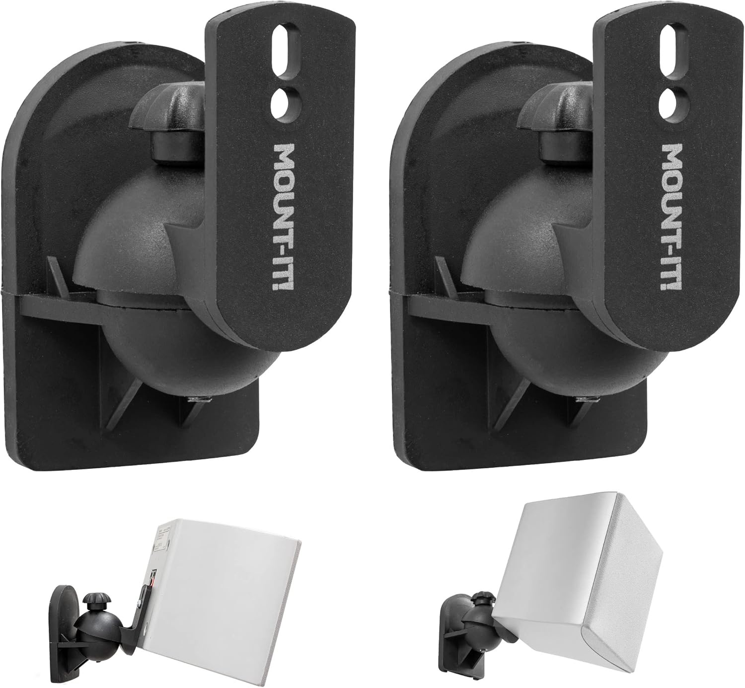 image:imageMountIt Speaker Wall Mount Full Motion Brackets for Surround Sound Satellite Ceiling and Bookshelf Speakers 2 Mounts Black