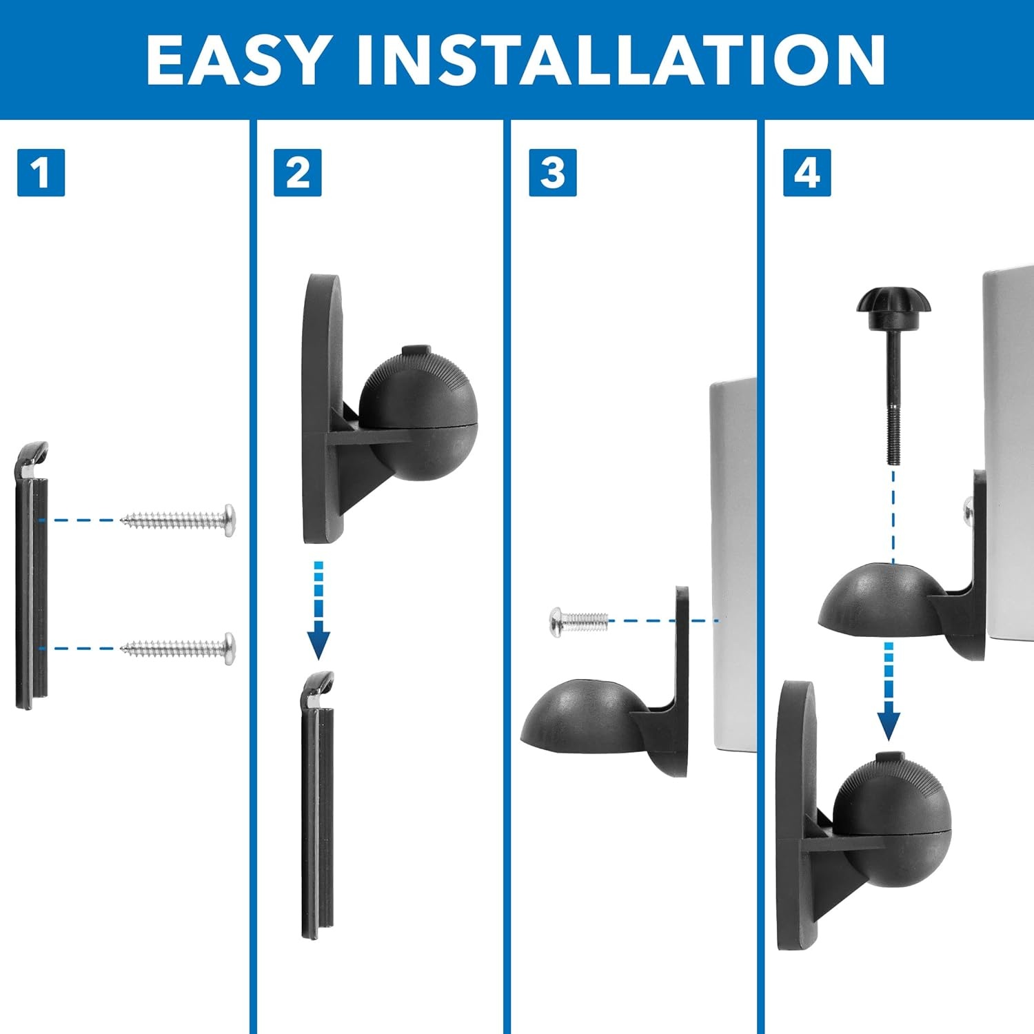 image:imageMountIt Speaker Wall Mount Full Motion Brackets for Surround Sound Satellite Ceiling and Bookshelf Speakers 2 Mounts Black