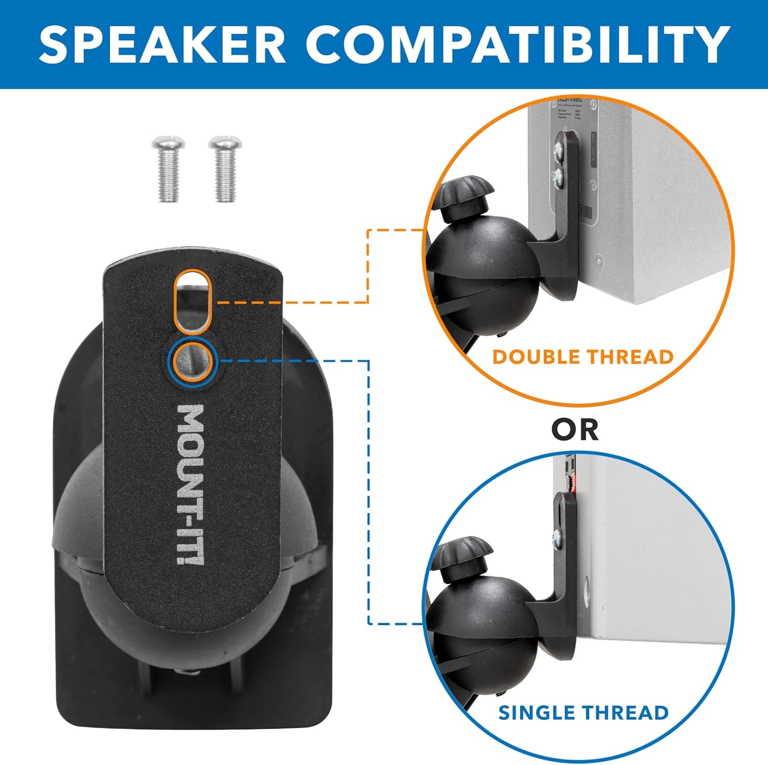 image:imageMountIt Speaker Wall Mount Full Motion Brackets for Surround Sound Satellite Ceiling and Bookshelf Speakers 2 Mounts Black