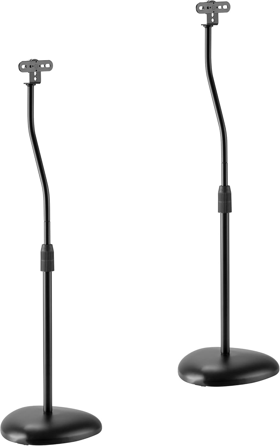 image:imageMountIt Universal Speaker Stands Adjustable Height 30 to 408 Inches Surround Sound Speaker Stands for Satellite and Bookshelf Speakers HeavyDuty Construction Supports 10 lbs Each 1 Pair