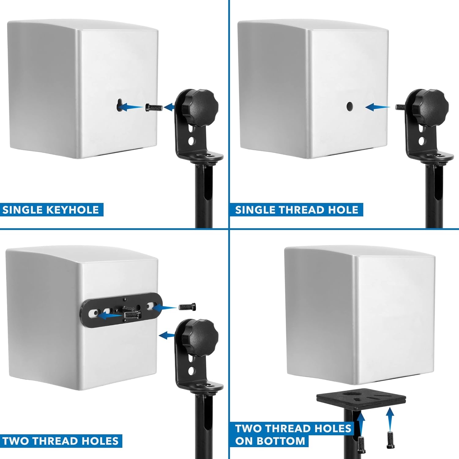 image:imageMountIt Universal Speaker Stands Adjustable Height 30 to 408 Inches Surround Sound Speaker Stands for Satellite and Bookshelf Speakers HeavyDuty Construction Supports 10 lbs Each 1 Pair