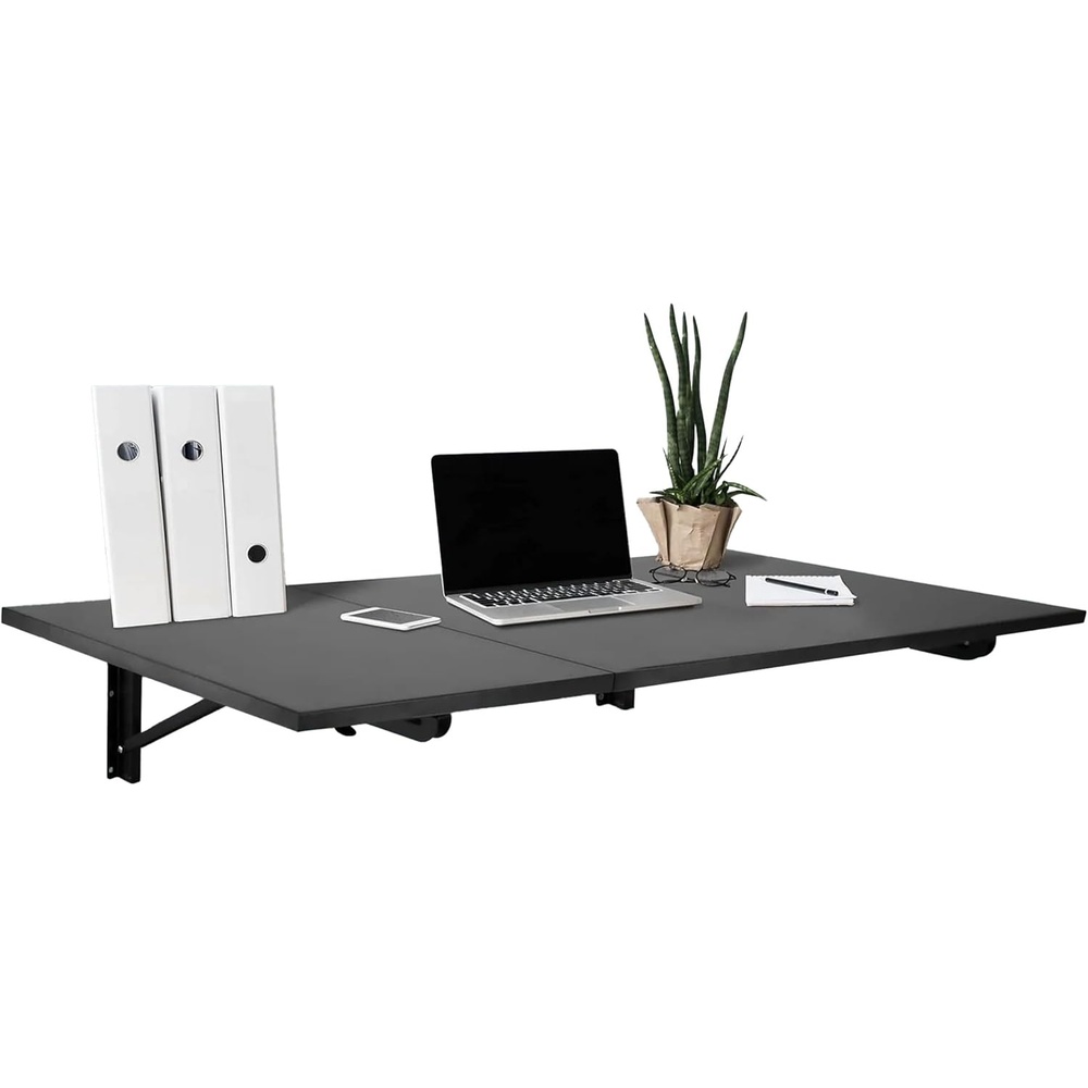 image:imageMountIt Heavy Duty Drop Down Table Wall Mounted Drop Leaf Tables 45x15x7 Inches Collapsible Folding Workbench for Home Office Laundry Room Garage Basement Bar Study or Kitchen BlackBlack