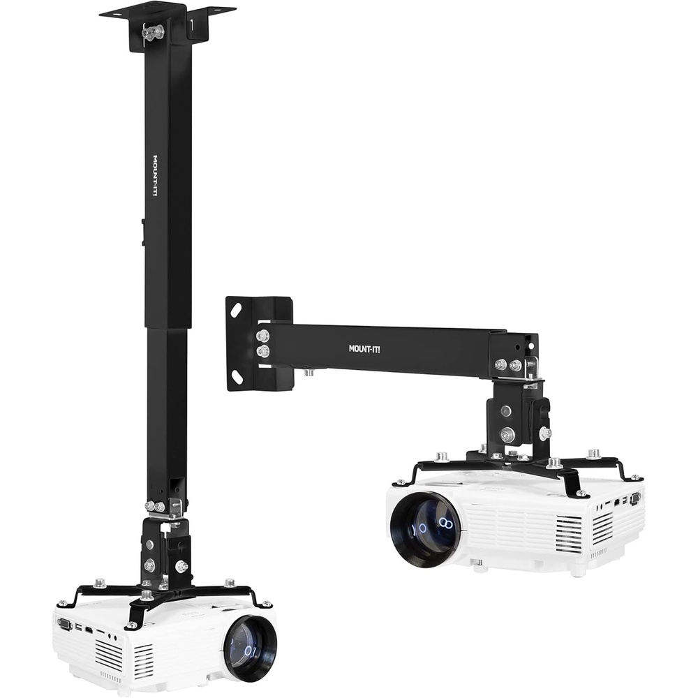 image:imageMountIt Projector Ceiling Mount and Wall Mount with Adjustable Arm Universal Projector Mount for LCDDLP Projectors Flush Mount Option Builtin Cable Management 40lb Capacity BlackBlack