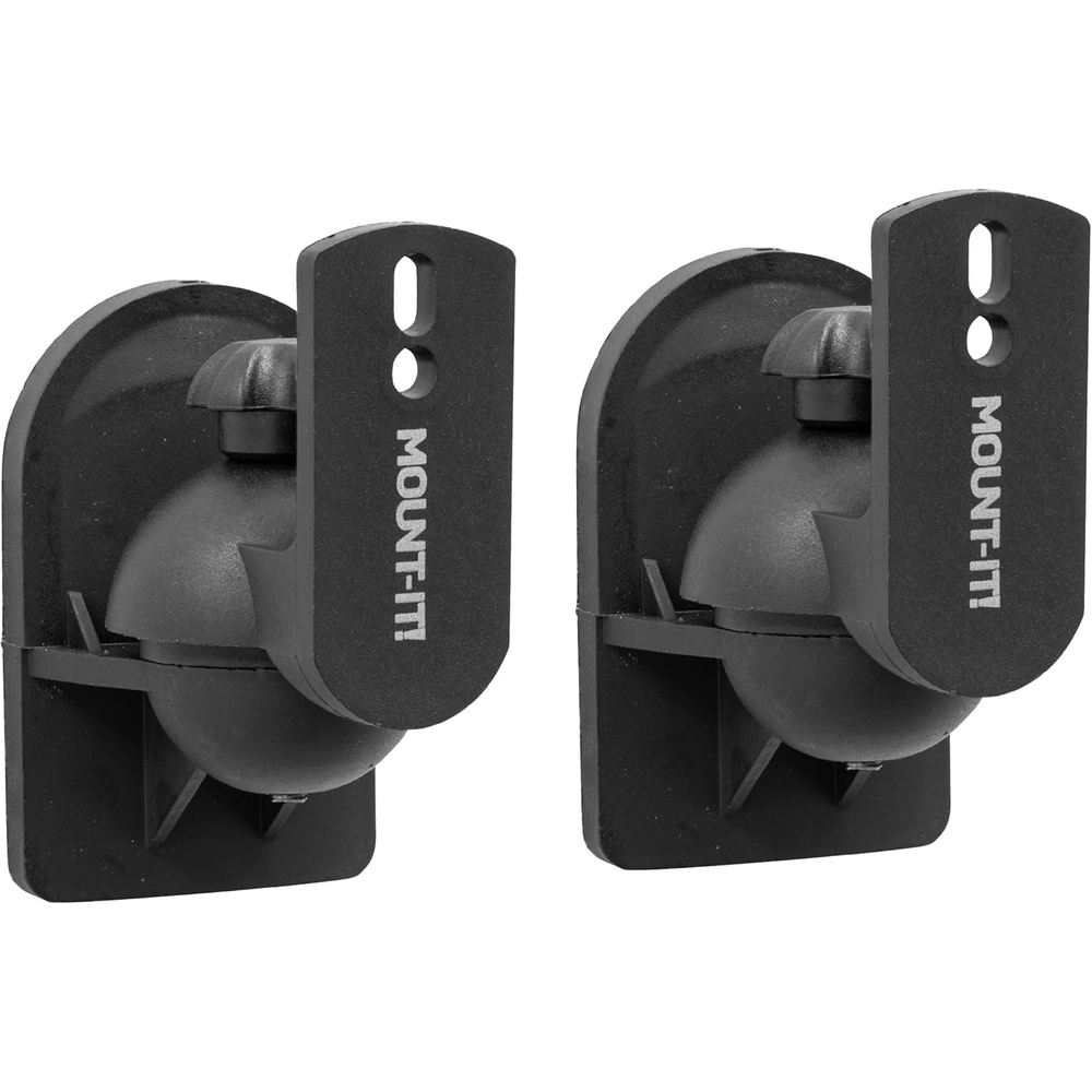 image:imageMountIt Speaker Wall Mount Full Motion Brackets for Surround Sound Satellite Ceiling and Bookshelf Speakers 2 Mounts Black