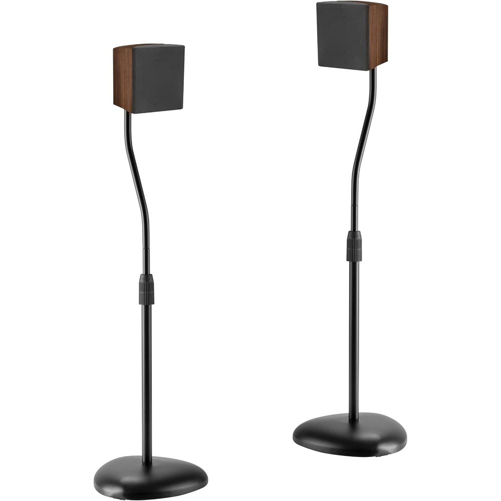 image:imageMountIt Universal Speaker Stands Adjustable Height 30 to 408 Inches Surround Sound Speaker Stands for Satellite and Bookshelf Speakers HeavyDuty Construction Supports 10 lbs Each 1 Pair