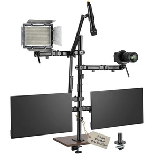 image:imageMountIt AllinOne Streaming Desk Mount  4 Arm Setup for Monitor Camera Ring Light amp Mic  Live Stream Equipment for YouTube Podcast Gaming Zoom  VESA Compatible ClampGrommet Base5 arm
