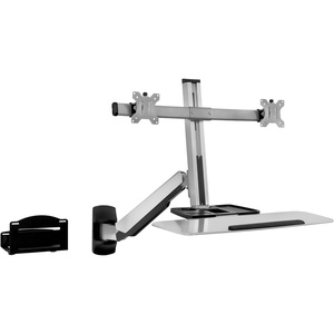 image:imageMountIt Dual Monitor Wall Mount Workstation with Keyboard Tray amp CPU Holder SitStand Gas Spring Computer Station Fits Two 27 Displays 176 lbs Each VESA 75x75 100x100