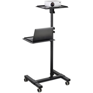 image:imageMountIt Mobile Projector and Laptop Stand 2 Shelves Rolling Cart with Ventilated Tray Heavy Duty Height Adjustable Laptop and Projector Presentation Trolley Black