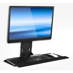 image:imageMountIt Monitor and Keyboard Wall Mount Height Adjustable Standing VESA Keyboard Tray 25 Inch Wide Platform with Mouse Pad MI7915