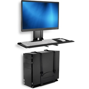 image:imageMountIt Monitor and Keyboard Wall Mount with CPU Holder Height Adjustable Standing VESA Keyboard Tray 25 Inch Wide Platform with Mouse Pad MI7919