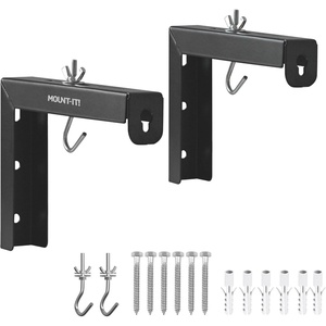 image:imageMountIt Projector Screen Wall Mount LBrackets  Wall Hanging Bracket For Home Projector and Movie Screens 6 inch Adjustable Mounting Hooks for Projection Screen 1 Pair Black 66 Lb Capacity EachBlack