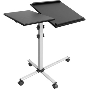 image:imageMountIt Projector Stand Mobile Projector Cart with Laptop Shelf on Wheels Heavy Duty Two Shelves Height Adjustable Laptop and Projector Presentation Trolley in Black