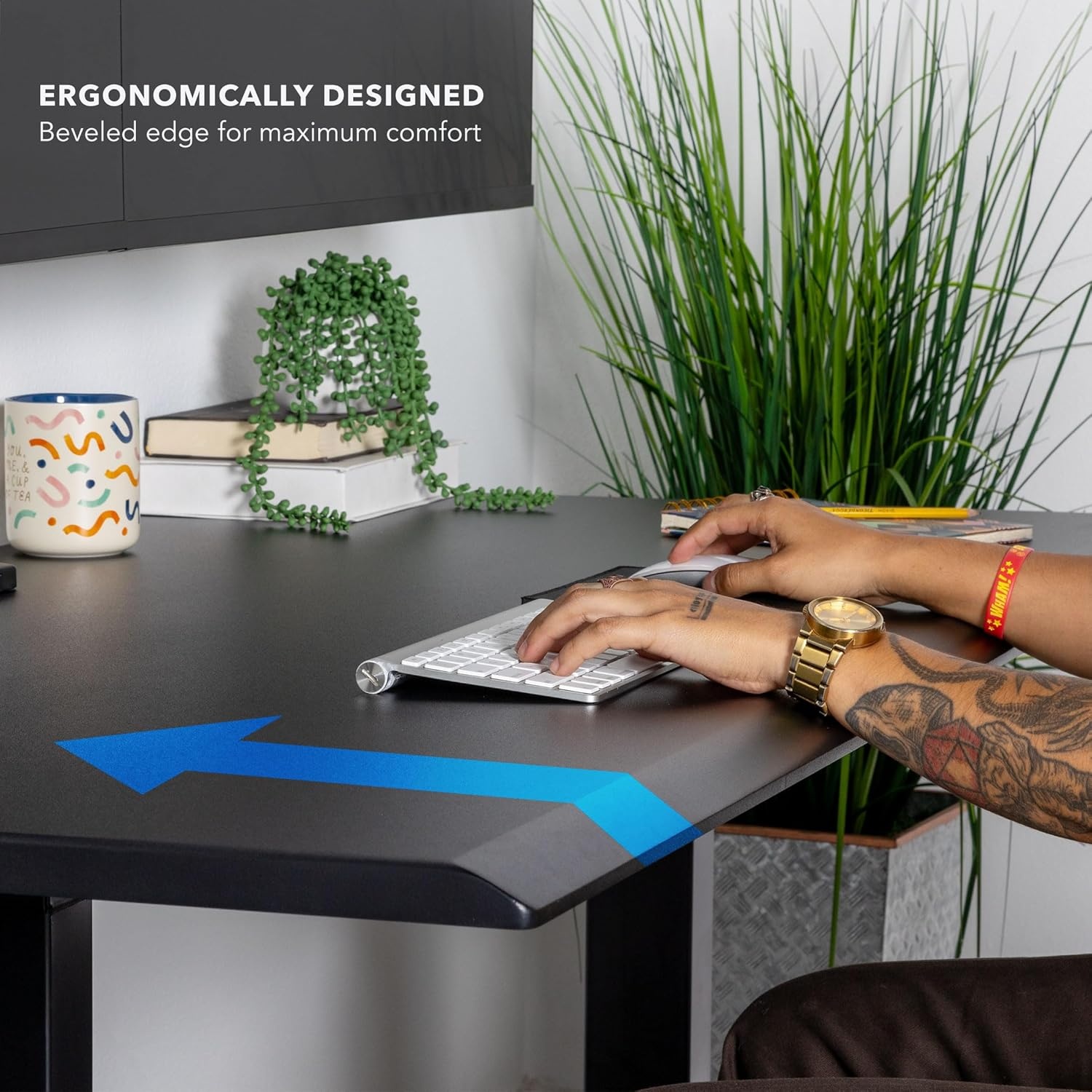 image:imageMountIt 72 White Electric Standing Desk ExtraLarge Adjustable Height Sit Stand Desk for Home Office or Studio with Memory Presets Beveled Edge OnePiece TopBlack