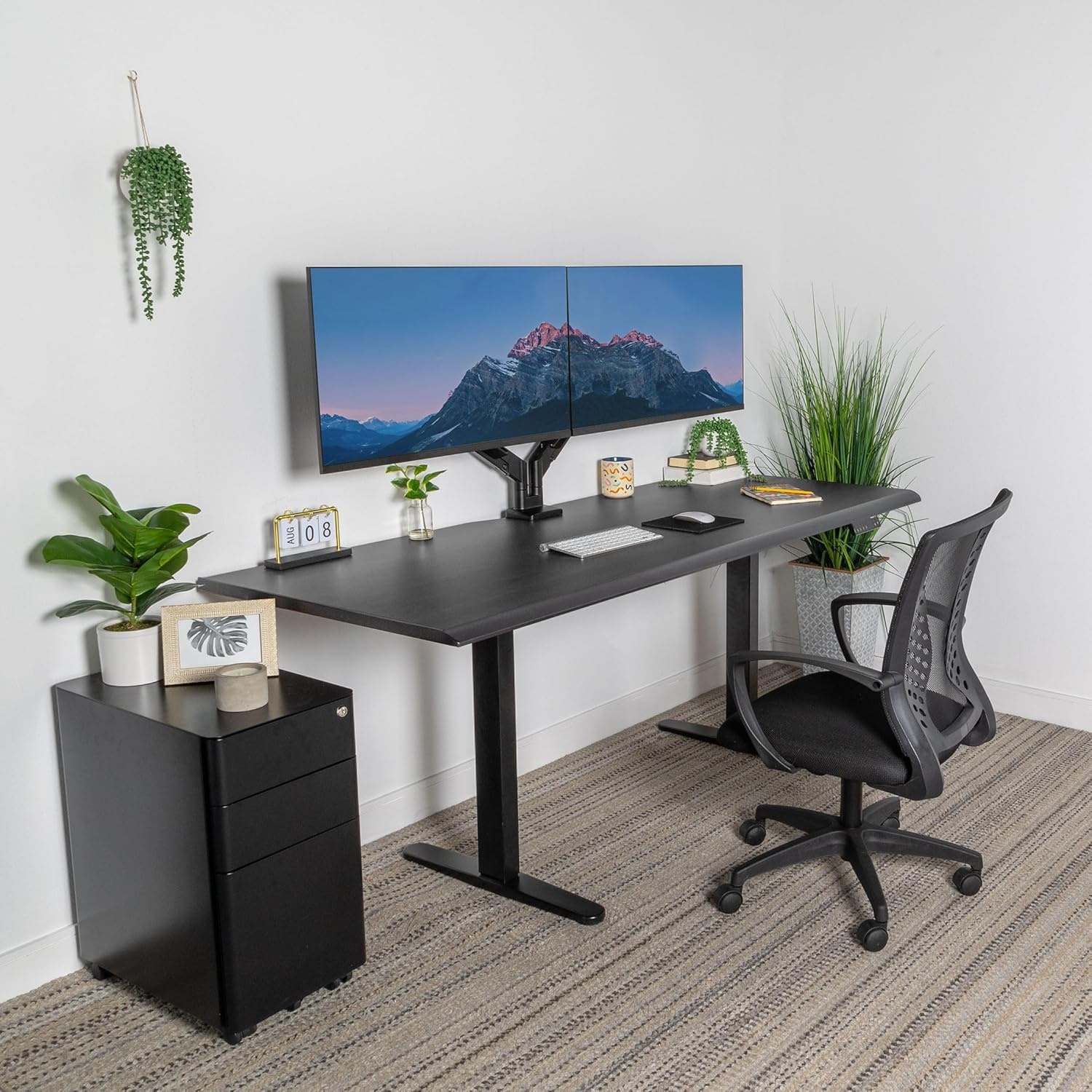 image:imageMountIt 72 White Electric Standing Desk ExtraLarge Adjustable Height Sit Stand Desk for Home Office or Studio with Memory Presets Beveled Edge OnePiece TopBlack