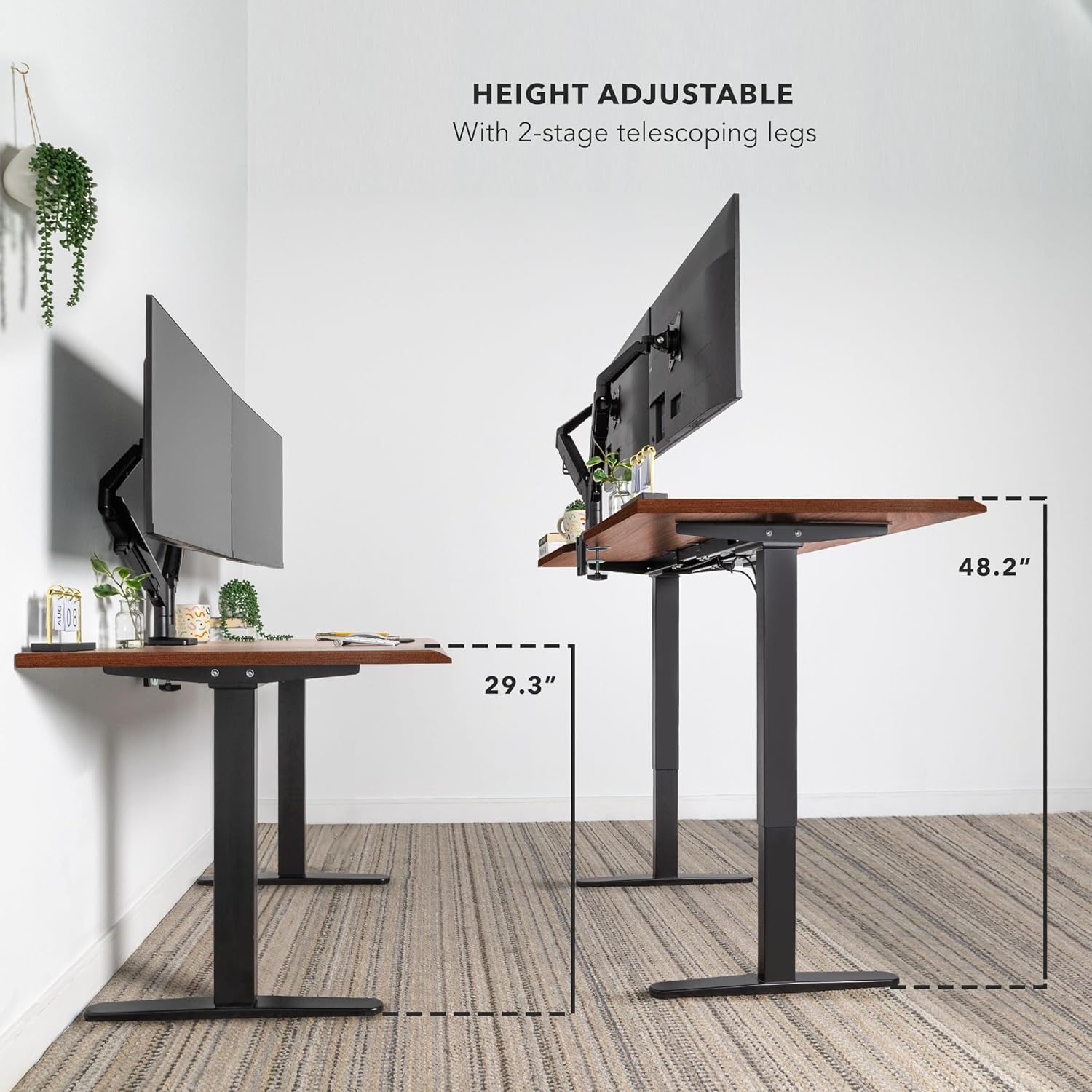 image:imageMountIt 72 White Electric Standing Desk ExtraLarge Adjustable Height Sit Stand Desk for Home Office or Studio with Memory Presets Beveled Edge OnePiece TopHazelnut