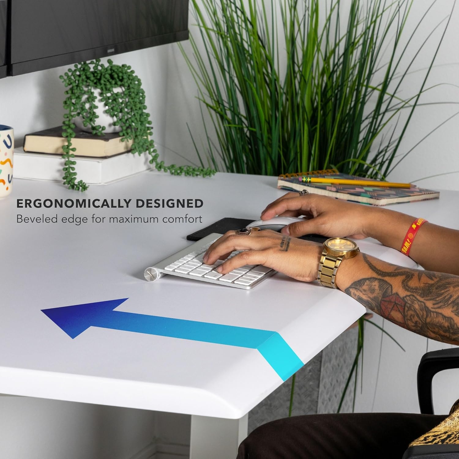 image:imageMountIt 72 White Electric Standing Desk ExtraLarge Adjustable Height Sit Stand Desk for Home Office or Studio with Memory Presets Beveled Edge OnePiece TopWhite