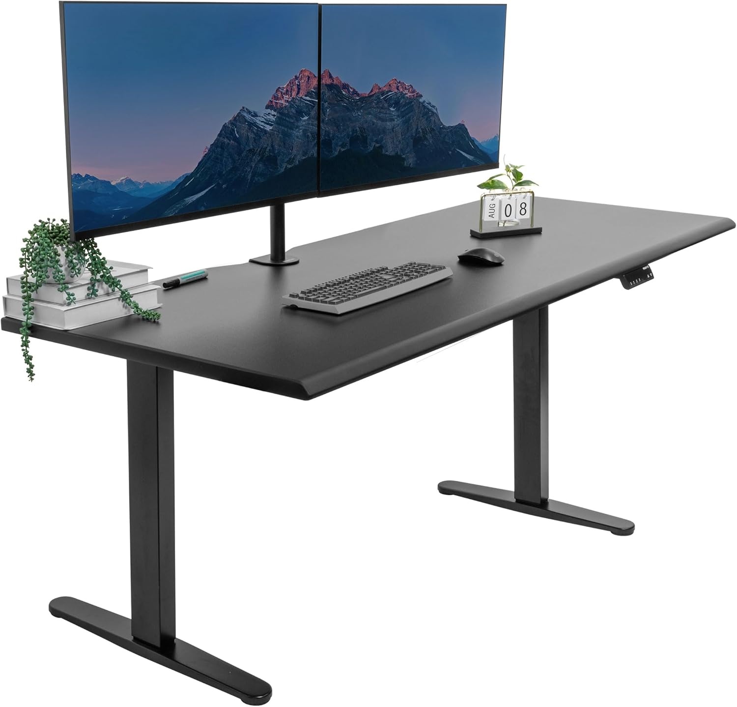 image:imageMountIt 72 White Electric Standing Desk ExtraLarge Adjustable Height Sit Stand Desk for Home Office or Studio with Memory Presets Beveled Edge OnePiece TopBlack